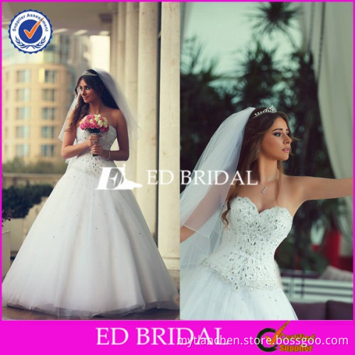 CE1132 A-Line Sweetheart Strapless White Beaded Backless Wedding Dress